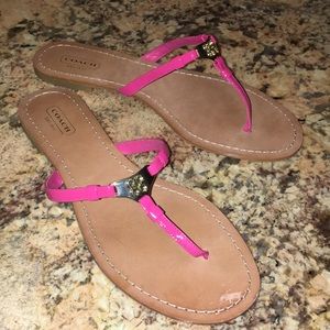 Coach Rachal Crinkle Patent T-Strap Sandal